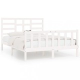 Cumpara ieftin Cadru de pat fara saltea, alb, 160x200 cm, lemn masiv pin