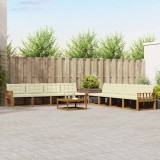 vidaXL Set de canapele de exterior cu pernă 9 pcs Natural și Crem 3369309