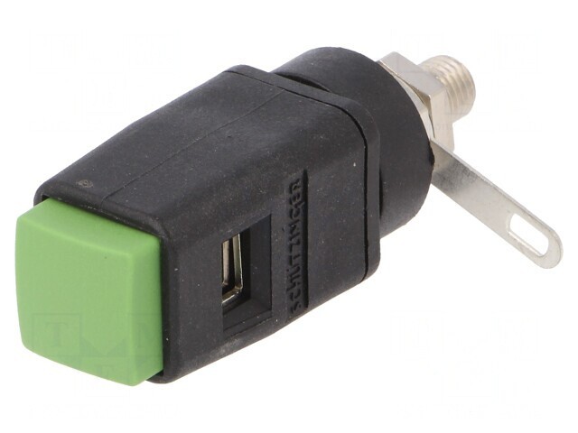 Clemă de laborator verde 70VDC 16A nichelată