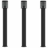 Cumpara ieftin Lampi de podea de exterior 3 buc. negru 110 cm otel inoxidabil