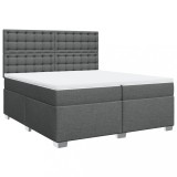 Cumpara ieftin Pat box spring cu saltea, gri inchis, 200x200 cm, textil