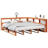 VidaXL Pat cu bibliotecă fără saltea maro 180x200 cm lemn masiv de pin