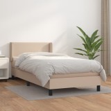 Cumpara ieftin Pat box spring cu saltea, cappuccino, 80x200 cm piele ecologică