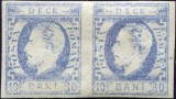 1872 , Lp 31 c , Carol I cu barba , 10 Bani ultramarin , impresiune defectuoasa , pereche - MLH, Nestampilat