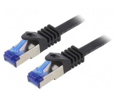 Patch Cord S/FTP Cat 6a Negru 0.5m foto