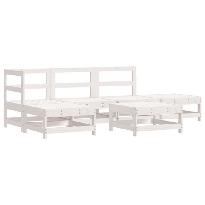 Set mobilier de gradina, 6 piese, alb, lemn masiv pin