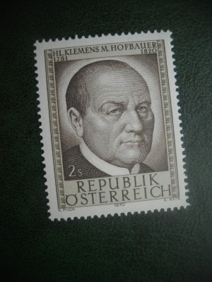 HOPCT TIMBRE MNH 783 PATRONUL VIENEI -SF KLEMENT HOFBAUER 1970 -1 VAL AUSTRIA foto