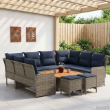 vidaXL Seturi de mobilier 8 pcs Gri și albastru marin Ratan PE 3422200