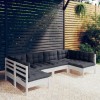 VidaXL Set mobilier grădină cu perne, 6 piese, alb, lemn masiv de pin 3097152