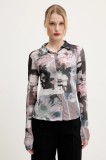 Desigual camasa SHELLEY femei, culoarea gri, cu guler clasic, slim, 25SWTKA1