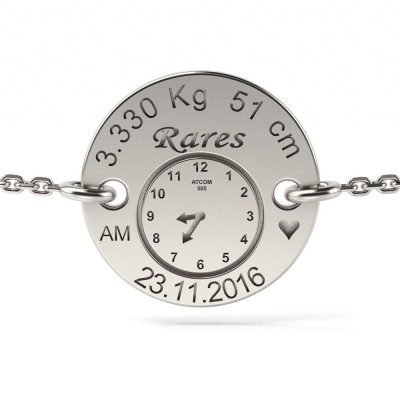 Bratara cu lantisor din argint model Birthday Clock foto