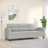 VidaXL Canapea cu 3 locuri, gri deschis, 180 cm, țesătură microfibră 359568