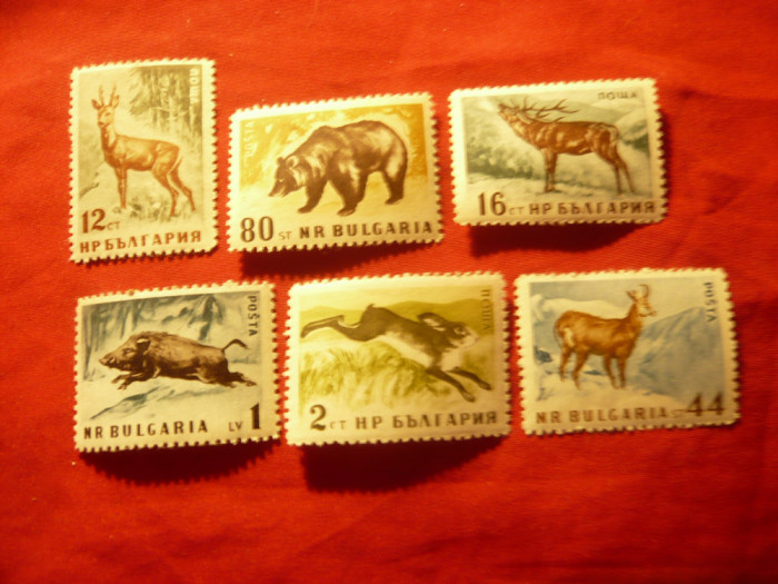 Serie Bulgaria 1958 Fauna , 6 valori