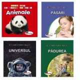 Pachet Sunt mic si vreau sa aflu (4 carti): 1. Animale; 2. Pasari; 3. Universul; 4. Padurea