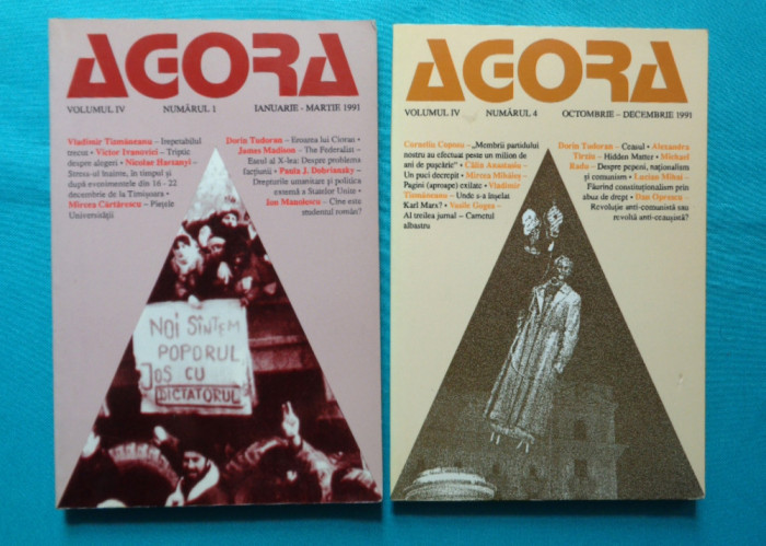 Dorin Tudoran - Revista Agora nr 1 si 4 din 1991 ( texte de Mircea Cartarescu