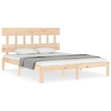 Cadru de pat cu tablie, king size, lemn masiv