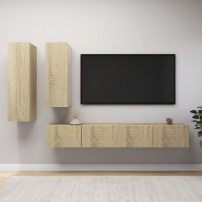 vidaXL Set de dulapuri TV, 4 piese, stejar sonoma, lemn prelucrat foto