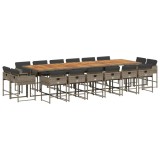 Cumpara ieftin Set mobilier de gradina cu perne, 17 piese, gri, poliratan