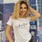 U833-2 Tricou casual cu imprimeu text &quot;beautiful&quot;