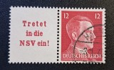 Germania (Deutsches Reich 1941&ndash;1942) -12Pf Roșu cu C&acirc;mp Publicitar &bdquo;Tretet in die NSV ein!&rdquo;(Ștampilat / Used) CLK1