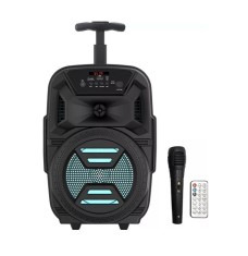 Boxa Portabila Wireless Troller, Bluetooth, Radio FM, TF Card, Aux, Microfon, Telecomanda, Lumini LED, Negru foto