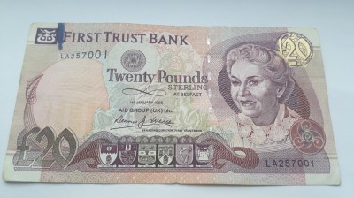 20 Pounds 1998 Irlanda de Nord, lire First Trust Bank foto