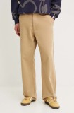 Desigual pantaloni de bumbac TEXAS culoarea bej, drept, 24WMPW06