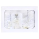 Cumpara ieftin Trusou Botez cu 7 piese personalizat cu broderie - &quot;Cu drag de la Nasi&quot; - ALB - IVOIRE- TB94