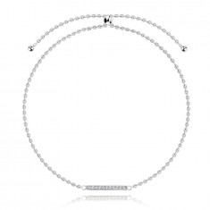 Brățară din argint 925, reglabilă – lanț fin, dreptunghi cu zirconii transparente