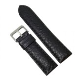 Cumpara ieftin Curea Ceas Chermond Piele Naturala Neagra Bizonata 24/22mm Grosime 4mm Cusatura Neagra Catarama Argintie