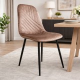 Scaun de living si bucatarie Doina FDC2-1, tapiterie catifea, cadru metalic, 90 kg, 84x44x39 cm, bej