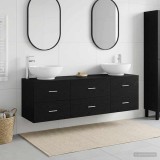 Cumpara ieftin Set de mobilier pentru baie 3 buc. Negru 161 x 44.5 x 80 cm