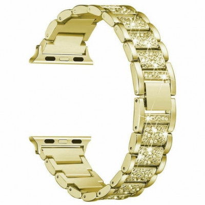 Curea iUni compatibila cu Apple Watch 1/2/3/4/5/6/7, 40mm, Luxury Belt, Gold foto