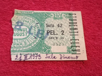 Bilet (vechi-anii`70) meci foto