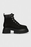 Timberland bocanci Timberland Sky 6In LaceUp femei, culoarea negru, cu toc plat, TB0A428J0011