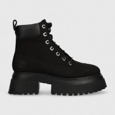 Timberland bocanci Timberland Sky 6In LaceUp femei, culoarea negru, cu toc plat, TB0A428J0011