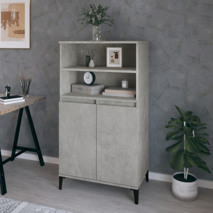 vidaXL Dulap &icirc;nalt, gri beton, 60x36x110 cm, lemn compozit