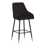 Cumpara ieftin Scaun de bar Lithe picioare metalice aurii - catifea negru 47x44x98cm