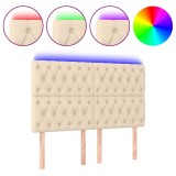 Cumpara ieftin Tablie de pat cu LED, crem, 144x7x118/128 cm, textil