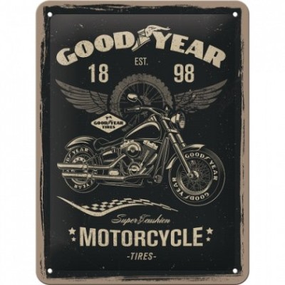 Placa metalica - Goodyear Motorcycle - 15x20 cm foto