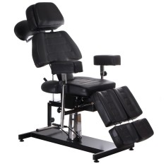 Scaun hidraulic pentru tatuat, rotativ, inaltime 68-82 cm, reglare spatar si suport picioare, piele eco
