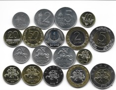 Lituania lot complet 9 monede pre-euro