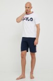 Fila pijama barbati, culoarea alb, cu imprimeu