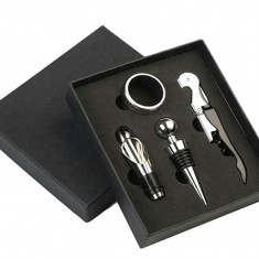 Set cadou accesorii pentru vin, 4 elemente, cutie neagra