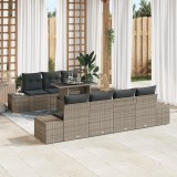 vidaXL Set de canapea de grădină 8 piese cu perne, gri, din răchită sintetică