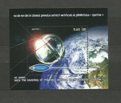 Romania MNH 2007 - 50 ani zborul satelit artificial Sputnik - LP 1786 - colita foto