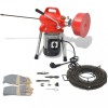 vidaXL Masina Curatat Tevi 250W, 4.5m x 9.5mm + 12.5m x 16mm, cu Spirale si Capete de Foraj, Profesionala/Gospodarie