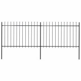 Cumpara ieftin Gard de grădină cu v&acirc;rf suliță, negru, 3,4 m, oțel