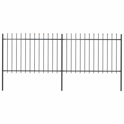 vidaXL Gard de grădină cu v&amp;acirc;rf suliță, negru, 3,4 x 1,2 m, oțel foto