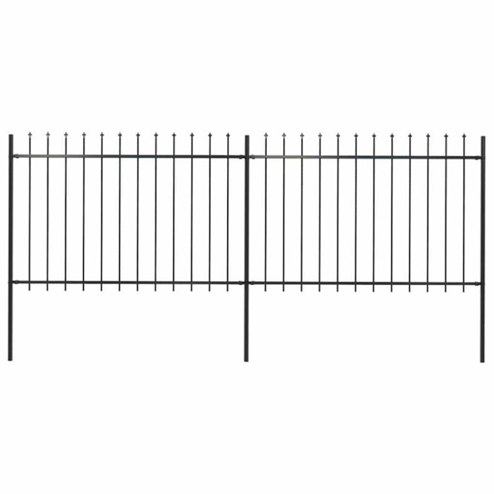 vidaXL Gard de grădină cu v&acirc;rf suliță, negru, 3,4 x 1,2 m, oțel